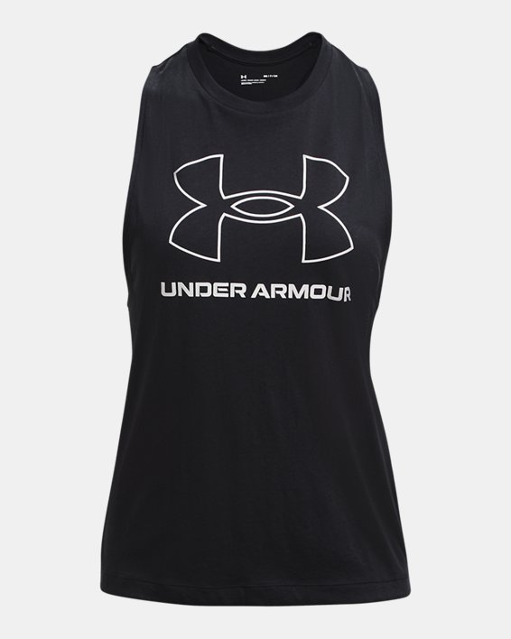 Women's UA Sportstyle Logo Tank, Black, pdpMainDesktop image number 4